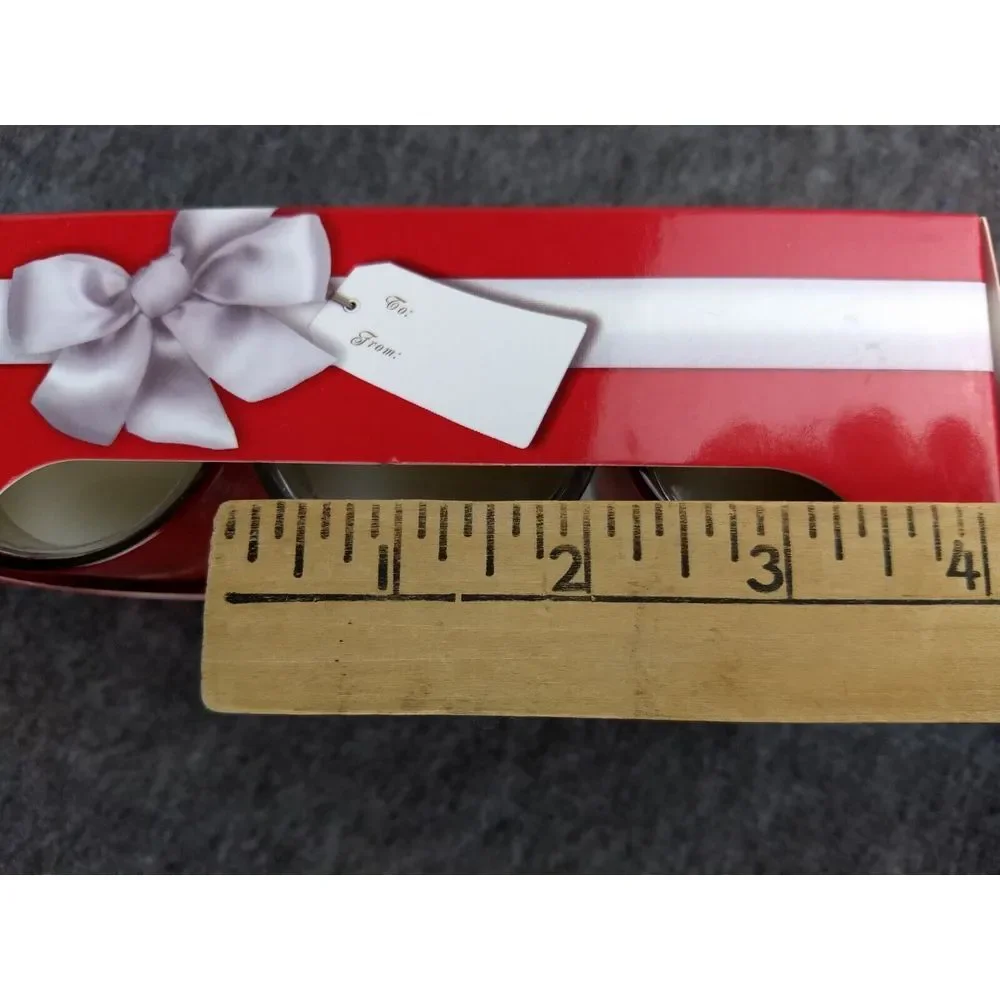 Kohls 3‎ Pc Votive Candle Gift Set Holiday Memories Red & Silver Hostess NEW